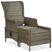 Reclining Garden Chair with Footstool Poly Rattan Brown