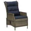 Reclining Garden Chair with Footstool Poly Rattan Brown