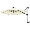 Wall-mounted Parasol with LEDs and Metal Pole 300 cm Sand