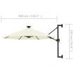Wall-mounted Parasol with LEDs and Metal Pole 300 cm Sand