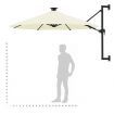 Wall-mounted Parasol with LEDs and Metal Pole 300 cm Sand