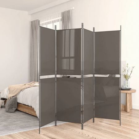 4-Panel Room Divider Anthracite 200x220 cm Fabric