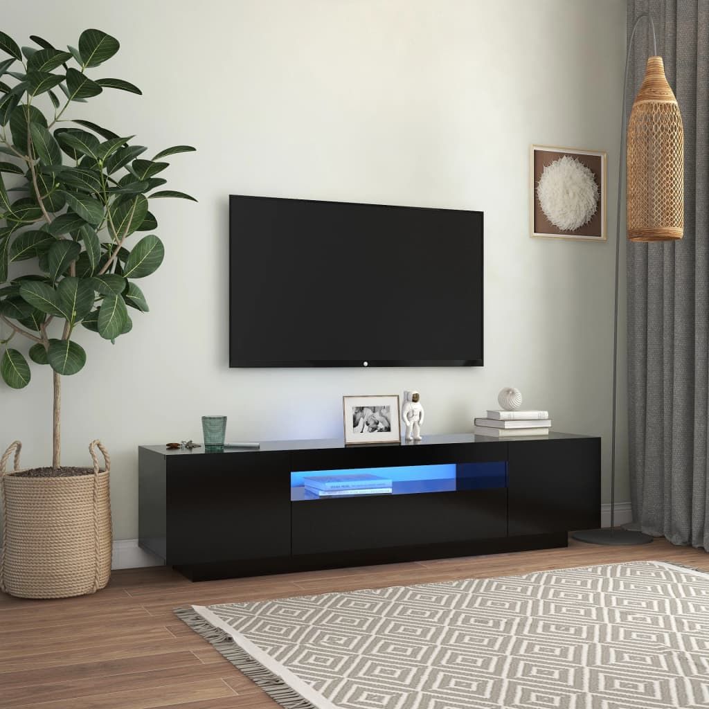 TV Cabinet with LED Lights Black 160x35x40 cm