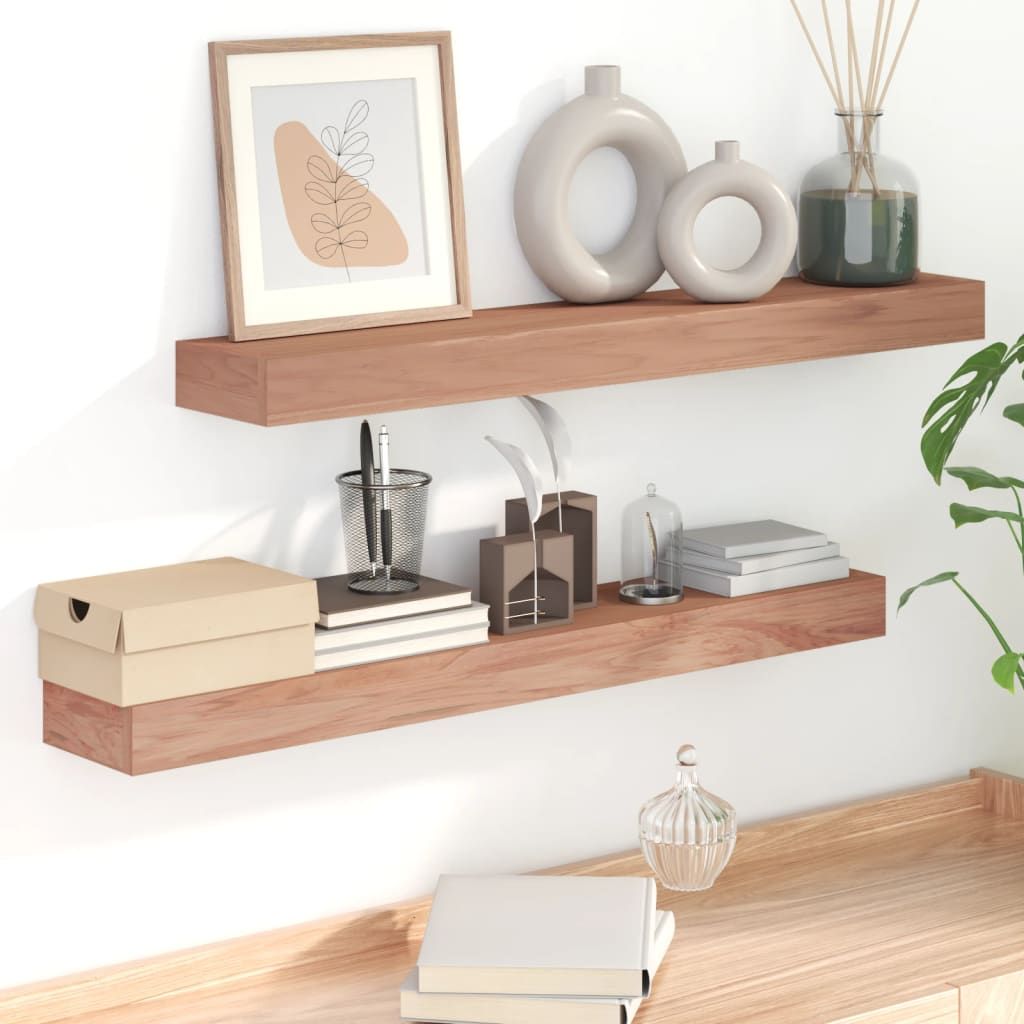 Wall Shelves 2 pcs 90x15x6 cm Solid Wood Teak