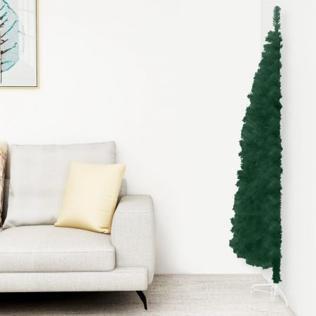 Slim Artificial Half Christmas Tree with Stand Green 240 cm