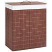 Bamboo Laundry Basket with 2 Sections Brown 100 L