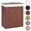 Bamboo Laundry Basket with 2 Sections Brown 100 L