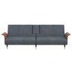 Sofa Bed with Cup Holders Dark Grey Velvet