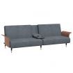 Sofa Bed with Cup Holders Dark Grey Velvet