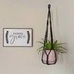 Macrame Plant Hanger Indoor Hanging Planter Basket with Wood Beads Decorative Flower Pot Holder No Tassels for Indoor Outdoor Boho Home Decor 90cm/35Inch,Black,2Pack (POTS NOT Included)