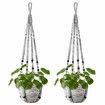 Macrame Plant Hanger Indoor Hanging Planter Basket with Wood Beads Decorative Flower Pot Holder No Tassels for Indoor Outdoor Boho Home Decor 90cm/35Inch,Grey,2Pack (POTS NOT Included)