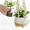 Macrame Plant Hanger Indoor Hanging Planter Basket with Wood Beads Decorative Flower Pot Holder No Tassels for Indoor Outdoor Boho Home Decor 90cm/35Inch,Ivory,2Pack (POTS NOT Included)