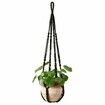 Macrame Plant Hanger Indoor Hanging Planter Basket with Wood Beads Decorative Flower Pot Holder No Tassels for Indoor Outdoor Boho Home Decor 90cm/35Inch,Black,1pcs (POTS NOT Included)