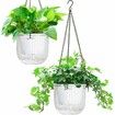 2 Pack Self Watering Hanging Planters Indoor Flower Pots,6.5 Inch Outdoor Hanging Basket,Plant Hanger with 3Hooks Drainage Holes for Garden Home (White)