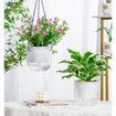 2 Pack Self Watering Hanging Planters Indoor Flower Pots,6.5 Inch Outdoor Hanging Basket,Plant Hanger with 3Hooks Drainage Holes for Garden Home (White)