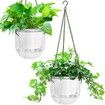 2 Pack Self Watering Hanging Planters Indoor Flower Pots,6.5 Inch Outdoor Hanging Basket,Plant Hanger with 3Hooks Drainage Holes for Garden Home (Transparent)