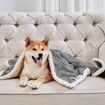 Dog Blankets Waterproof for Small Dogs Cat Blanket Washable Soft Plush Reversible Protector for Bed Couch Car Sofa(50*70cm-Grey)