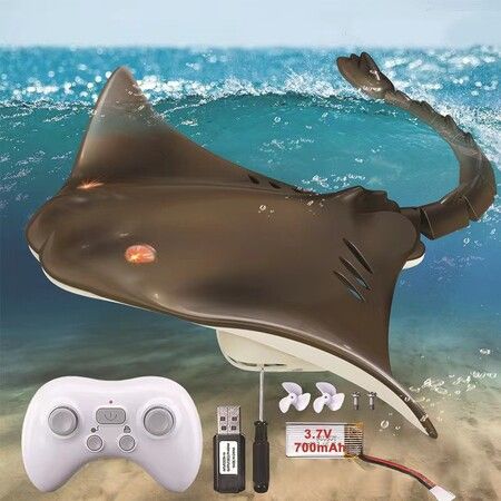 Remote Control Pool Toys Shark Boat, 2.4G High Simulation Stingray Water Toys for Kids 8-12 Years Old RC Boats for Lake Pool Bath Diving Toys Gifts for Boys Girls