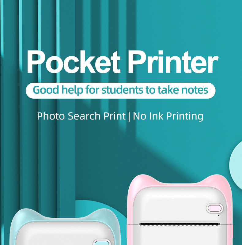 Mini Printer, Portable Sticker Printer For Printing Student Notes Memo  Pocket Label Printer