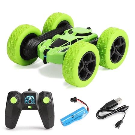 Remote Control Stunt Car, 360 Degree Flips Double Sided Rotating Tumbling, 2.4GHz Remote Control Toys for Kids, Toy Cars for Boys and Girls Gifts - Green