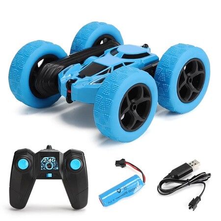 Remote Control Stunt Car, 360 Degree Flips Double Sided Rotating Tumbling, 2.4GHz Remote Control Toys for Kids, Toy Cars for Boys and Girls Gifts - Blue
