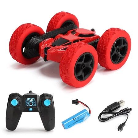 Remote Control Stunt Car, 360 Degree Flips Double Sided Rotating Tumbling, 2.4GHz Remote Control Toys for Kids, Toy Cars for Boys and Girls Gifts - Red