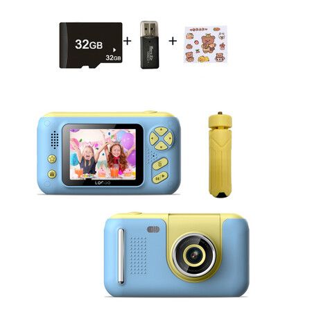 2.4 Inch Ips Color Screen Children Kids Camera 40mp 1080p Kids Camcorder 180 Degrees Rotation Digital Photo Camera Birthday Gift Color Blue