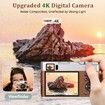 Upgraded 4K Digital Camera with Viewfinder Flash & Dial,48MP Digital Camera for Photography and Video Autofocus Anti-Shake,Travel Portable Camera with SD Card 2 Batteries,16X Zoom Vlogging Camera