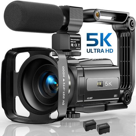 WZX 4K Video Camera Camcorder, Ultra HD WiFi 60FPS 48MP 16X Digital Zoom,  Touch Screen Night Vision Vlogging Camera,  Camera with External