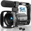 5K Video Camera Camcorder,48MP UHD Wifi IR Night Vision Vlogging Camera,16X Digital Zoom Touch Screen Vlog Camera with External Microphone,Lens Hood,Stabilizer,Remote,2 Batteries