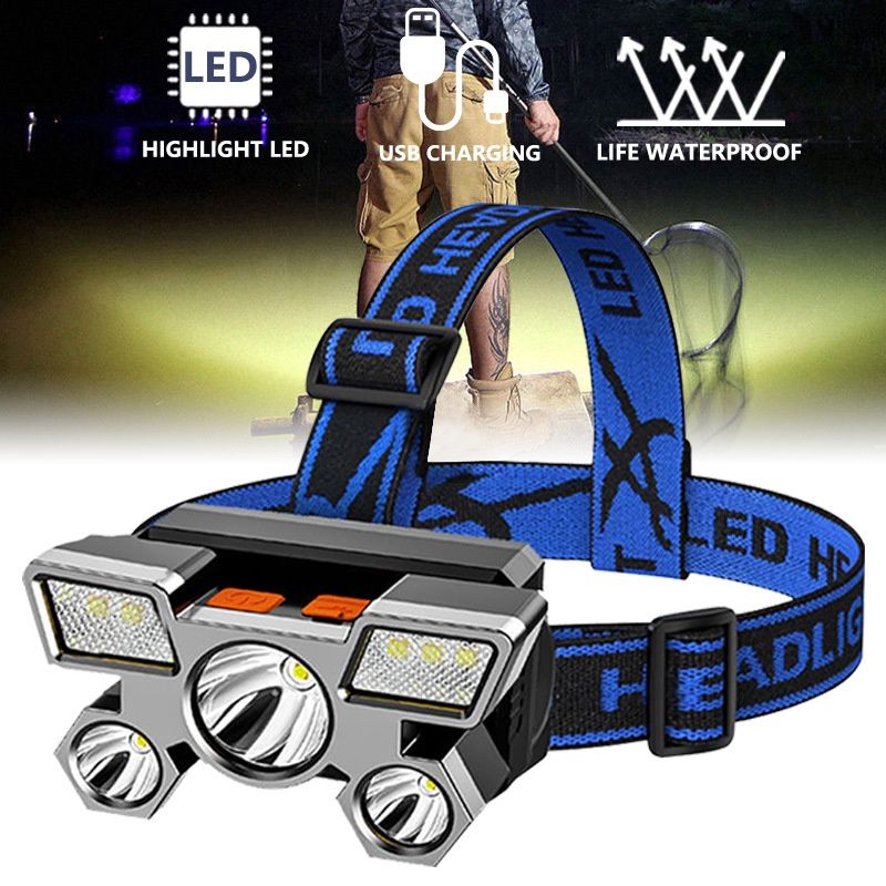 LED Headlight Outdoor Camping Fishing Headlamp Rechargeable IPX4 Waterproof Portable Head Flashlight For Outdoor Camping Adventure