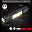 Powerful LED XPG+COB Flashlight, 90 Degree Twist Rotary Clip USB Rechargeabl Super Bright Handfree Tactical Flashlight Outdoor