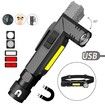 Powerful LED XPG+COB Flashlight, 90 Degree Twist Rotary Clip USB Rechargeabl Super Bright Handfree Tactical Flashlight Outdoor