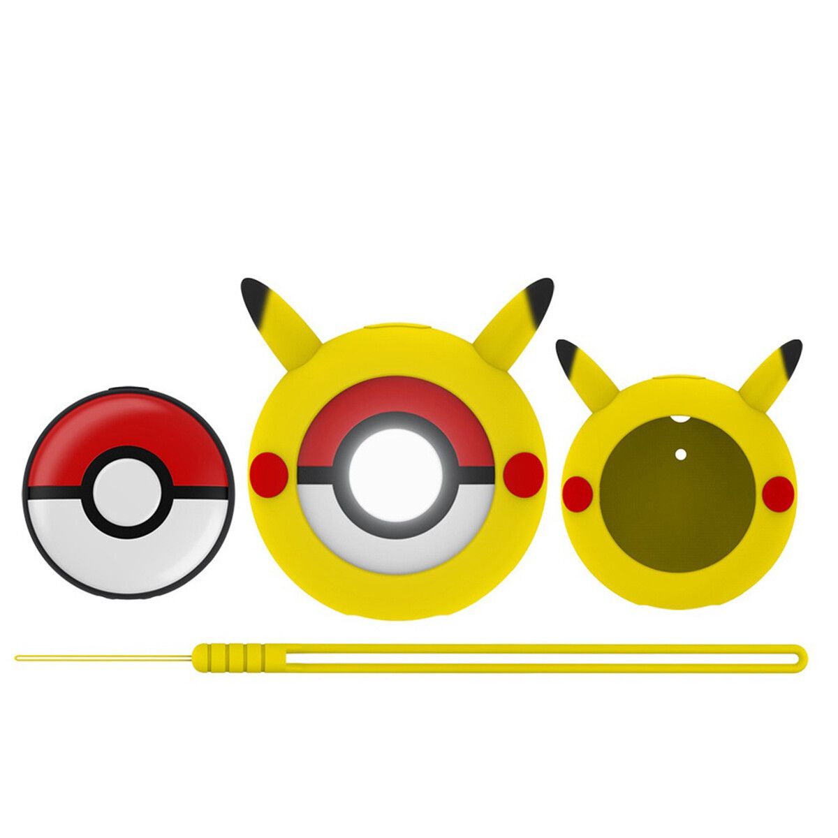 Silicone Case for Poke Ball GO Plus,Cute Rubber Case for Poke Ball GO Plus with Wrist Strap - Yellow