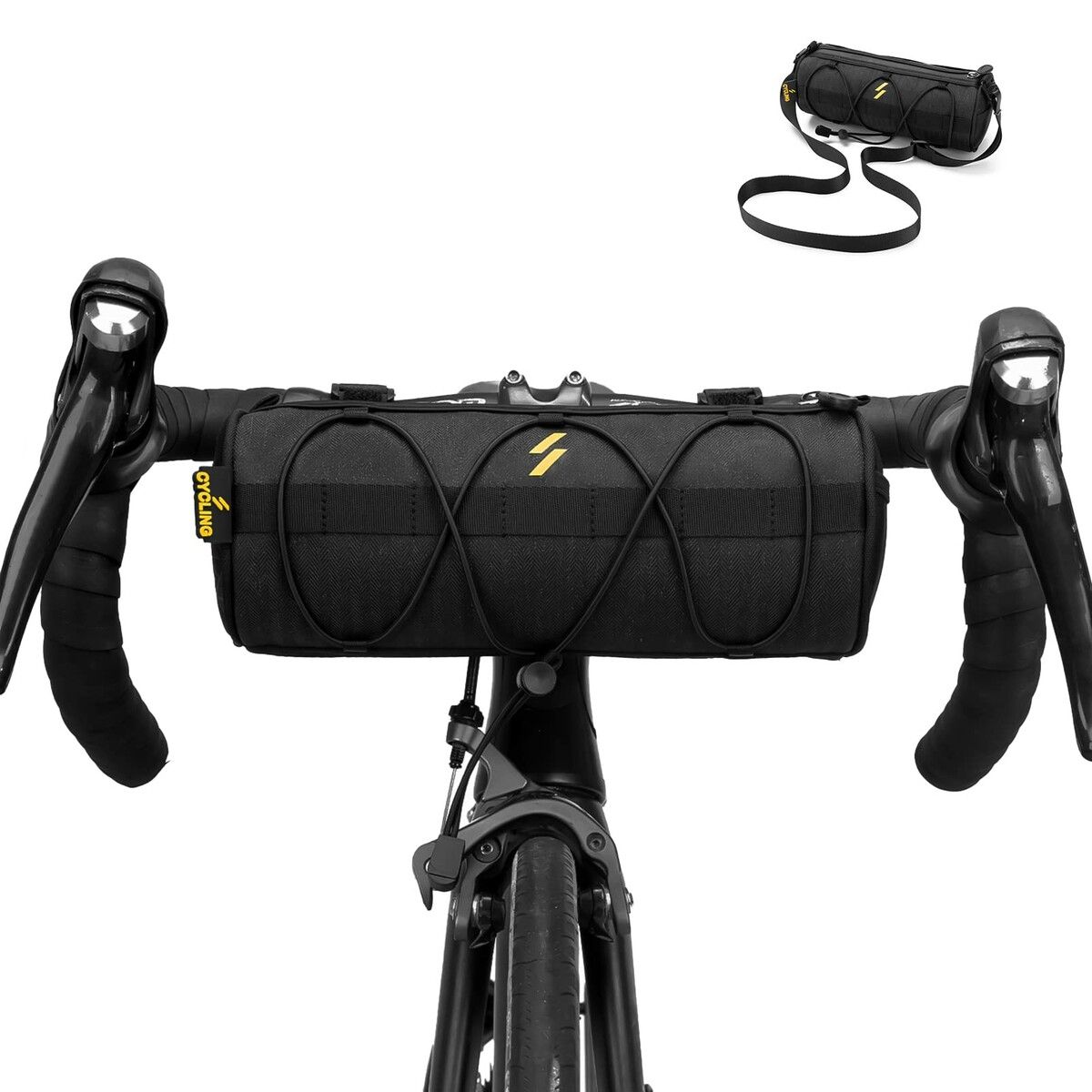 Bike Handlebar Bag Small Bicycle Handle Bar Bag Handy Front Bike Bags Handlebar Storage Pouch Pack with Shoulder Strap Little Mountain Road Bike Barrel Bag