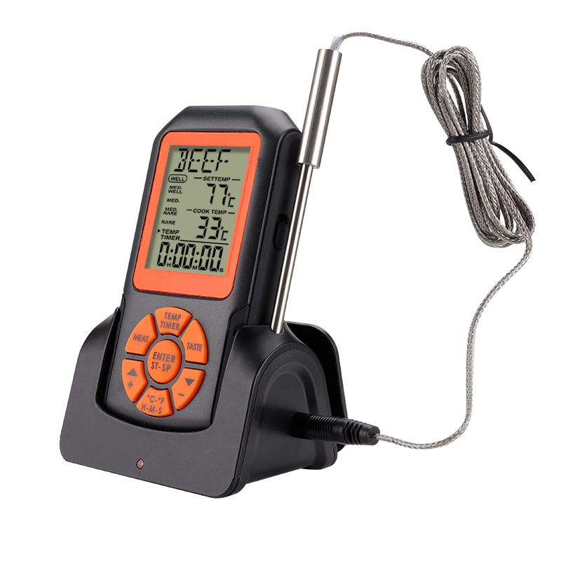 Wireless Meat Thermometer Battery Operated Waterproof Stainless Steel Probe Barbeque Temperature Meter Alarm Kitchen Accessory