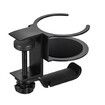 2 in 1 Desk Cup Holder and Headphone Hanger, Anti-Spill Cup Holder for Desk Table in Office and Home (Black)