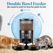 6L Automatic Pet Feeder Auto Timed Dog Cat Dry Food Dispenser Smart Puppy Feeding 2 Way Splitter 2 Bowls Touch Screen Voice Recorder