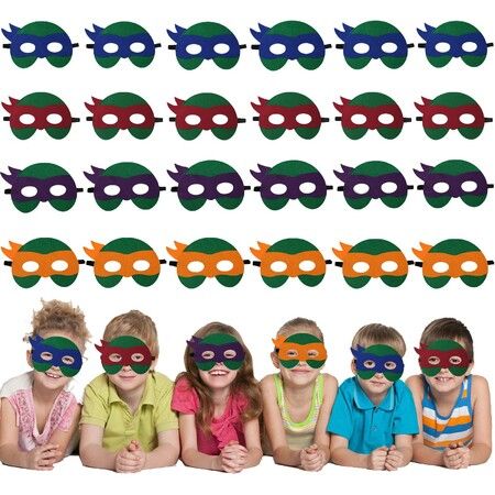Turtles Mask for Kids Turtles Felt Masks Party Favors,Turtles Themed Game Video Birthday Party Supplies,Party Decoration Birthday Gift for Children Boys Girls (24 Packs)