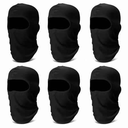Balaclava Face Mask,Summer Cooling Neck Gaiter,UV Protector Motorcycle Ski Scarf for Men/Women (Black,6Pack)