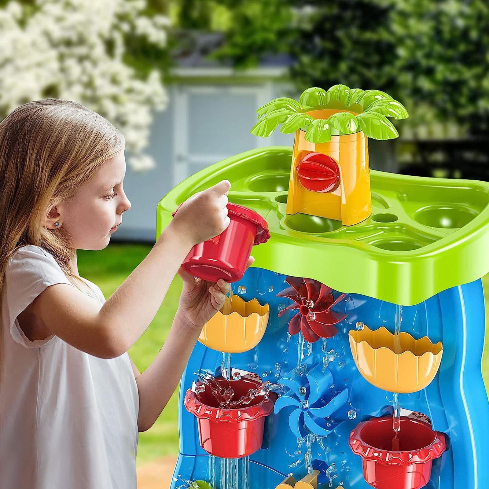 Waterfall Wall Water Table Sand Pit Play Ground Activity Centre Playset Toys Park Outdoor Indoor Backyard Sensory Waterplay Station