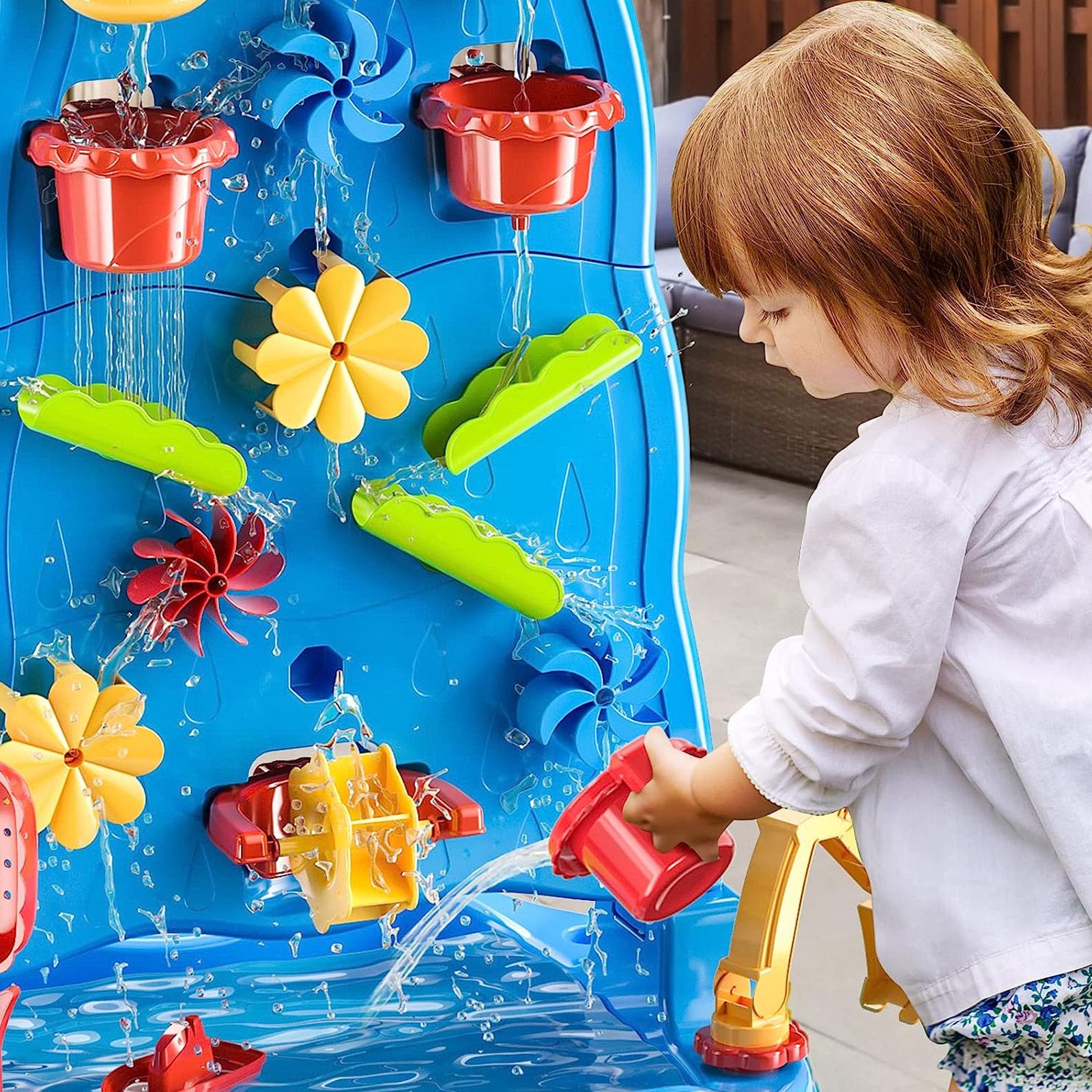 Waterfall Wall Water Table Sand Pit Play Ground Activity Centre Playset Toys Park Outdoor Indoor Backyard Sensory Waterplay Station