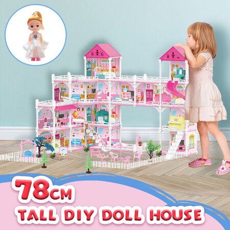 Doll Barbie Dream House Playhouse Furniture Princess Castle Toys Plastic Fairy Play Dollhouse Townhouse 15 Rooms 4 Storeys