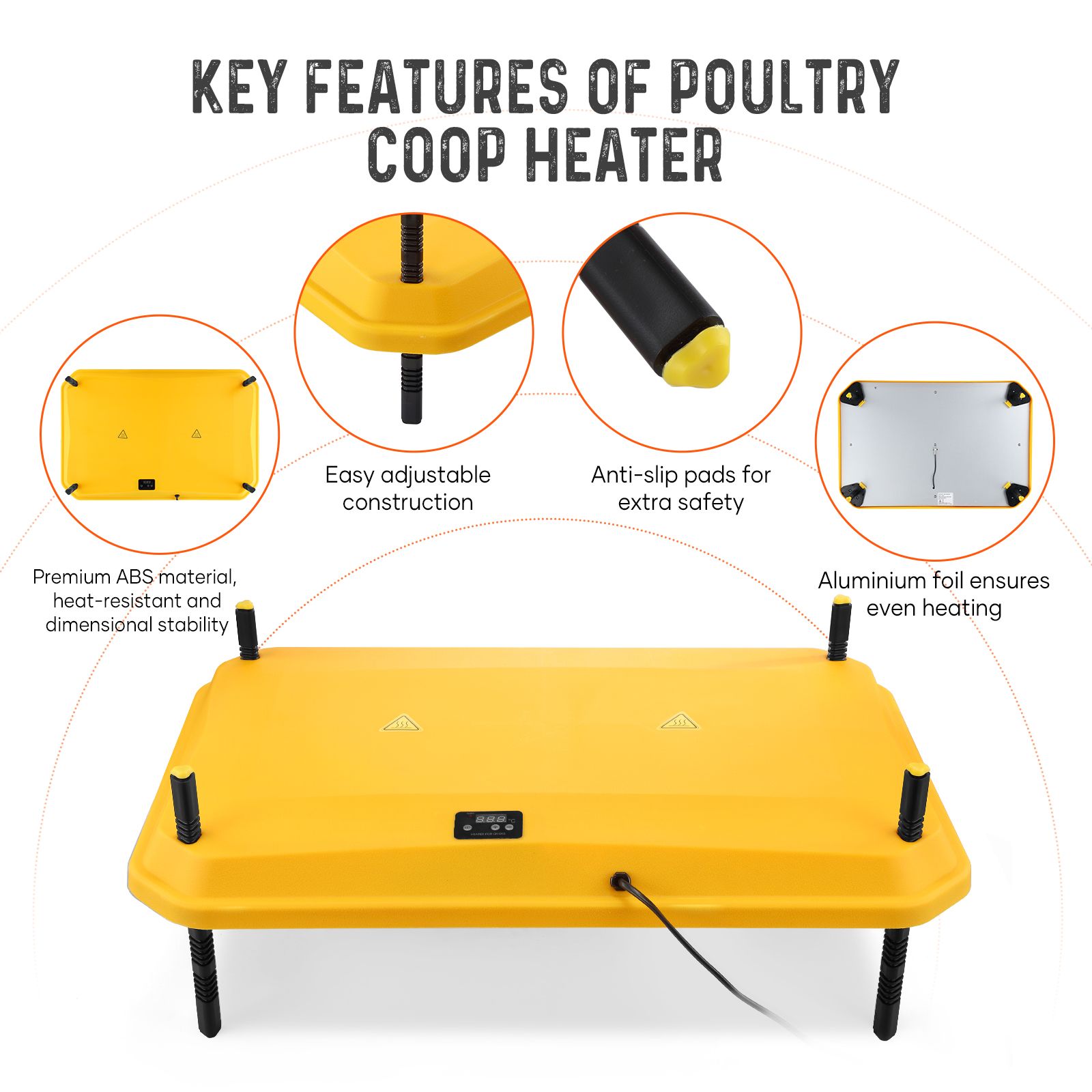 Chick Brooder Heating Plate Warmer Chicken Coop Brooding Heater Poultry Duckling Chook 40x60cm 40 to 50 Chicks Adjustable Height