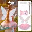 Fairy Wings Butterfly Wings for Girls Angel Wings Costumes for Cosplay Party with Skirt Crown Fairy Wand TUTU GLOVES Set