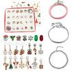 24 Days Christmas Gift Countdown Calendar Gifts,DIY Jewelry Making Kit,2 Charm Bracelets 22 Beads Making Kit for Kids Teens Adult Women(silver)