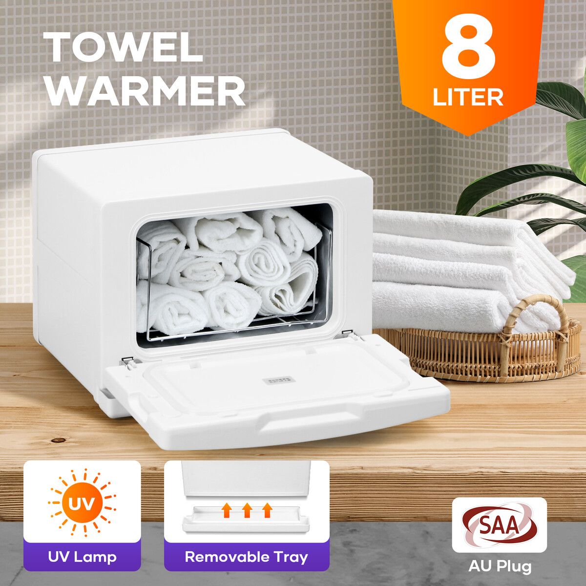 8L UV Towel Warmer Electric Heater Dryer Cabinet Stainless Steel Compact Steriliser Facials Barber Beauty Nail Shop Club Home Use