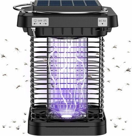 Insect Killer, Solar Charged Electric Mosquito Trap UV Mosquito Trap for Bedroom Dorm Garden Camping