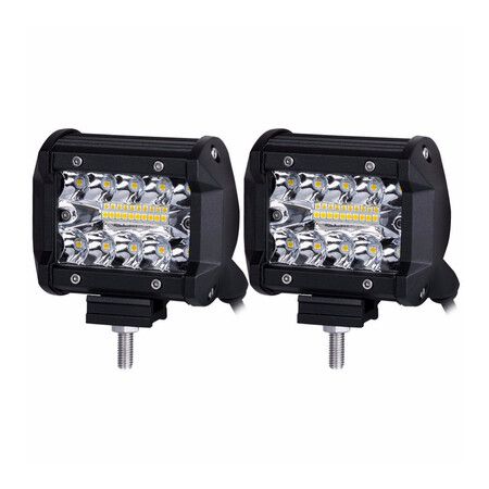 2PC 4Inch Triple Row Led Light Bar, 60W Flood Spot Combo 6000LM Work Light for Trucks ATV UTV Motorcycle Car