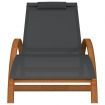 Sun Lounger with Pillow Grey Textilene and Solid Wood Poplar